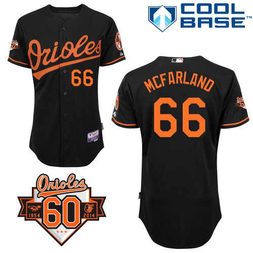 T-J McFarland #66 mlb Jersey-Baltimore Orioles Women's Authentic Alternate Black Cool Base/Commemorative 60th Anniversary Patch Baseball Jersey